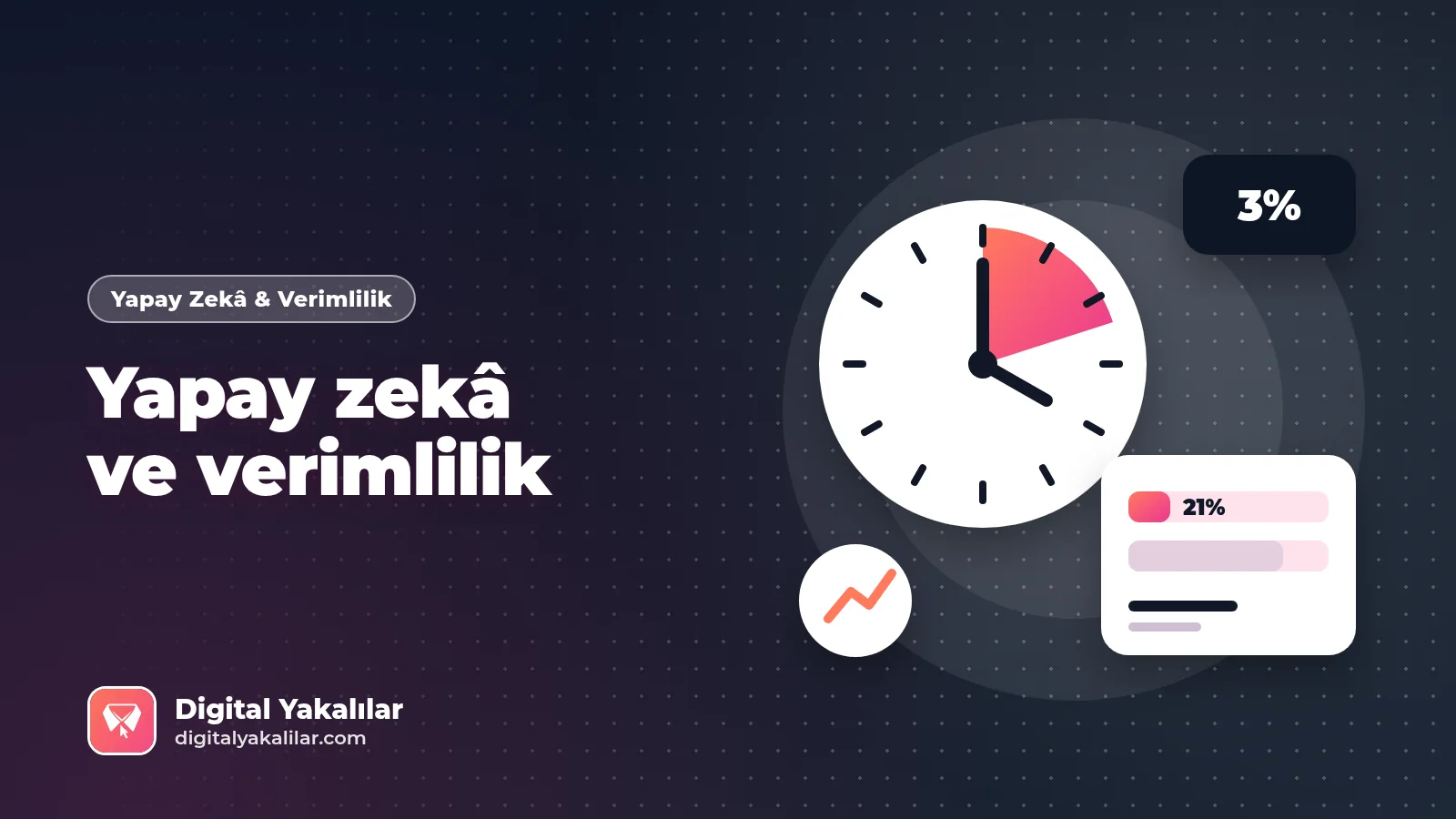 Yapay zekâ ve verimlilik: kazanılan zamanın yenilikçi işe ve rutin işe dağılımını gösteren saat ve grafik kapak görseli